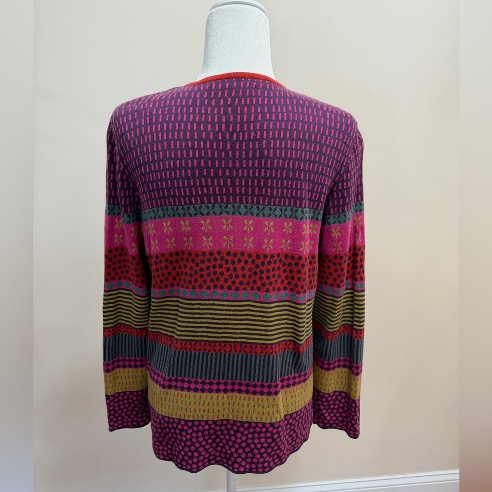 Gudrun Sjöden Colorful Mixed Print Cotton Long Sleeve Cardigan Sweater Top Sz. L - Picture 4 of 5